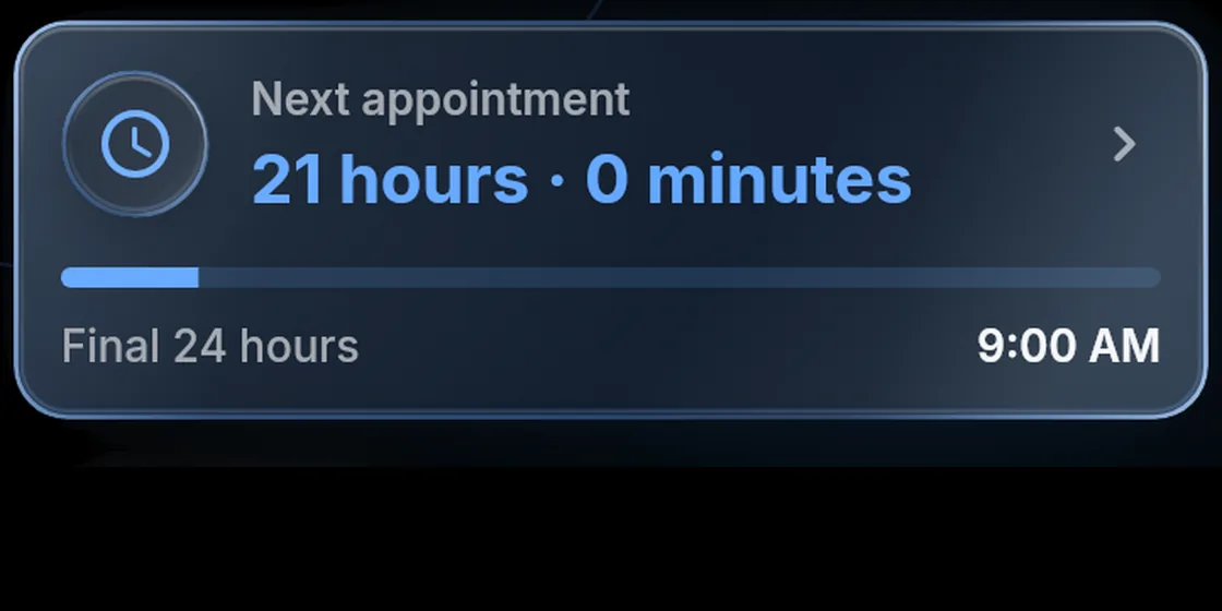 Final 24 hours until the sample appointment at 9:00 AM.