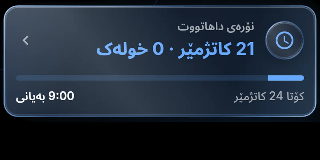 کۆتا 24 کاتژمێر بۆ نۆرەی نموونەیی لە 9:00 بەیانی.